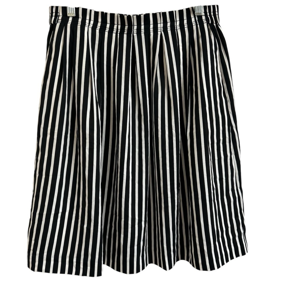J. Crew Mercantile Womens Size 10 High Waisted Black White Striped Pleated Skirt - Picture 2 of 11